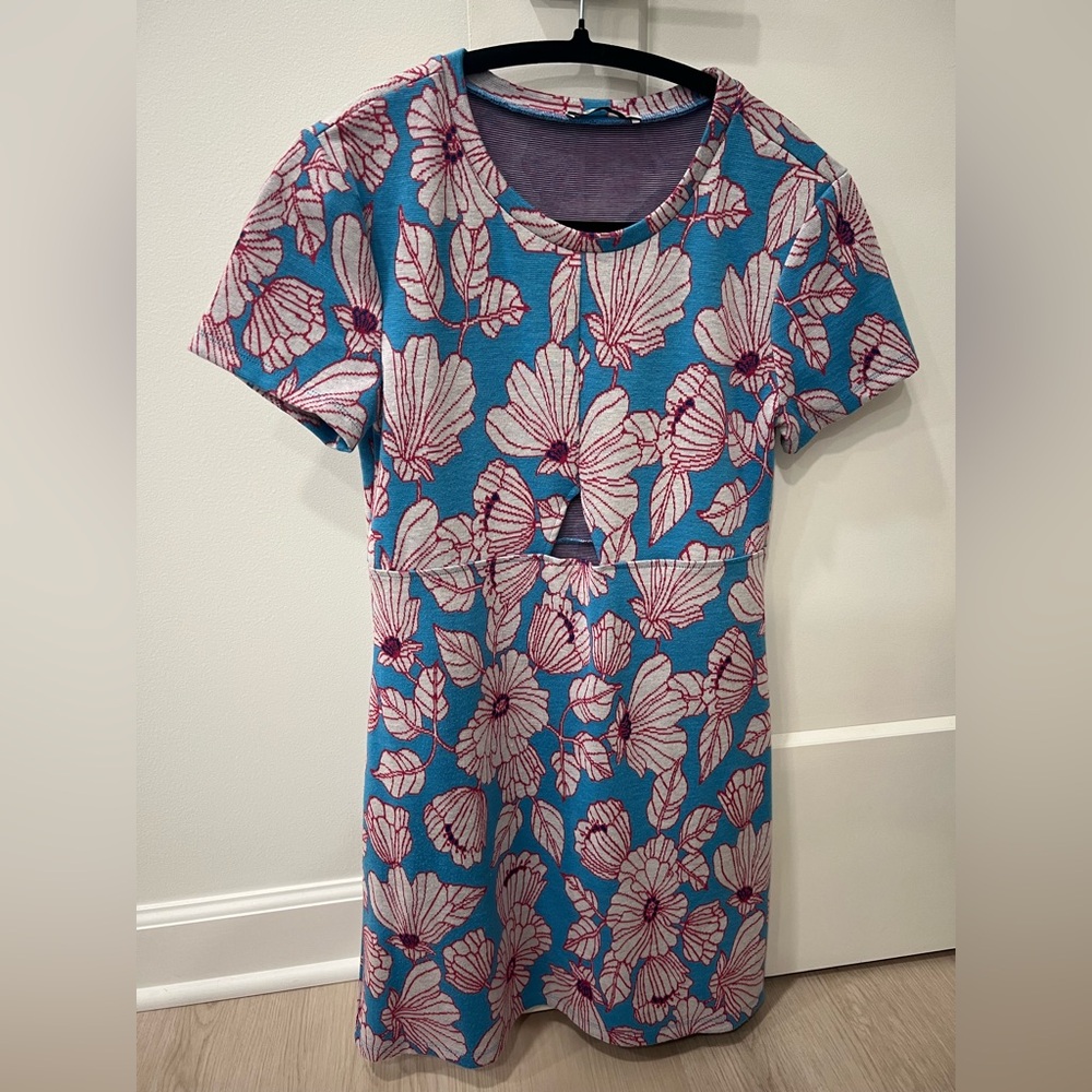 Zara blue and pink floral knit dress - size M